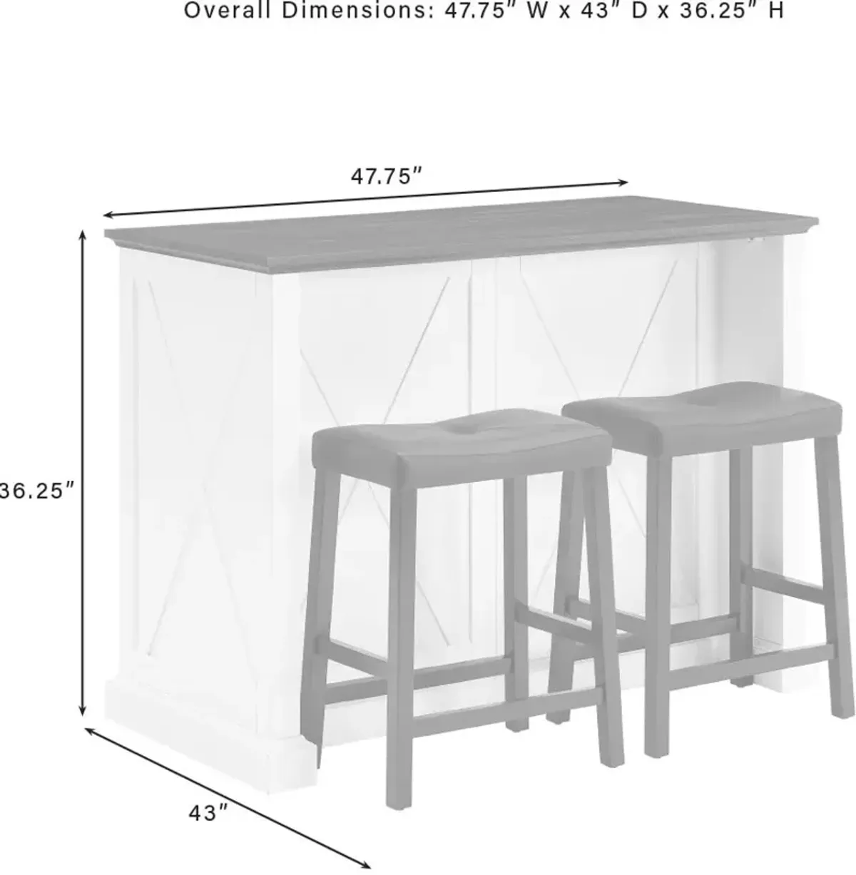 Jansen Kitchen Island and Truman Stools