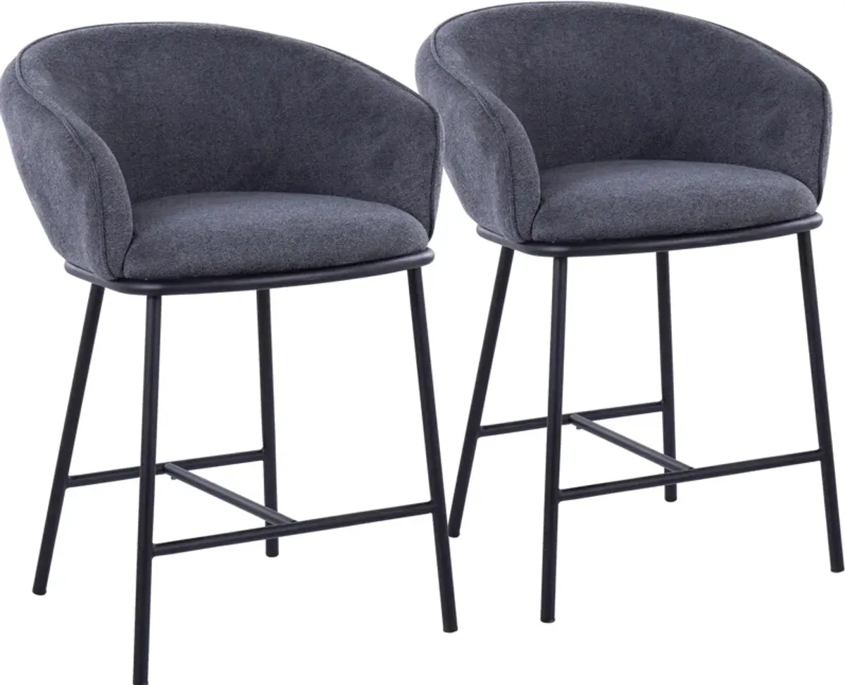 Tansy Set of 2 Counter-Height Stools - Dark Gray