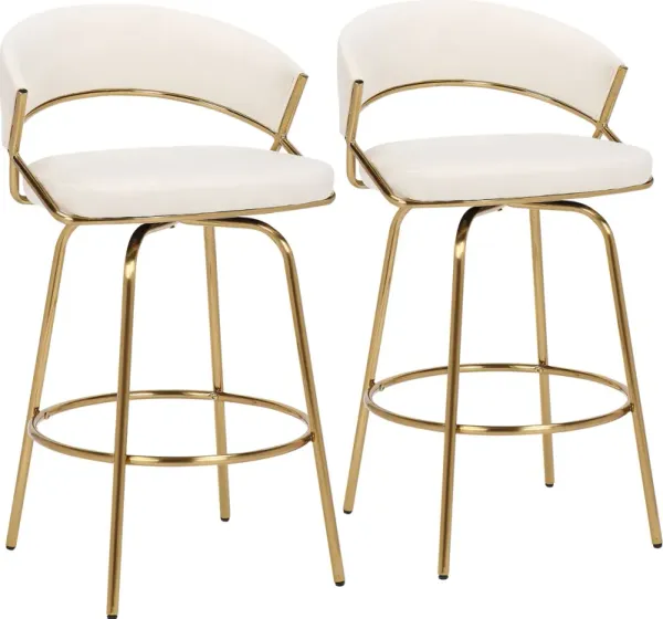 Cyntia Set of 2 Counter-Height Stools - White