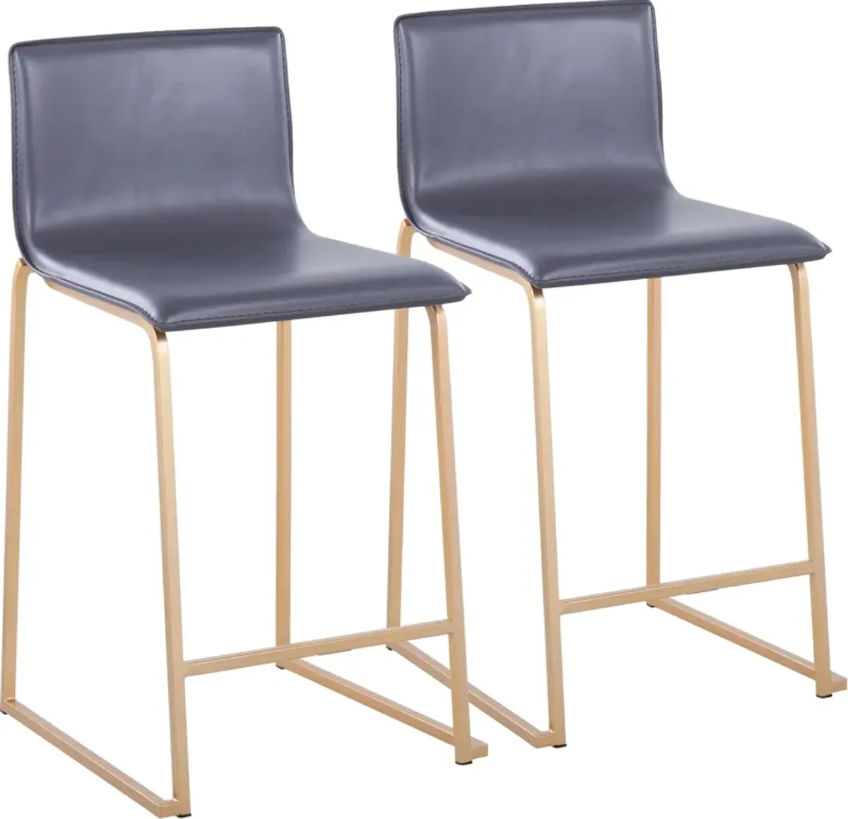 Doric Set of 2 Counter-Height Stools with Back - Gold/Gray