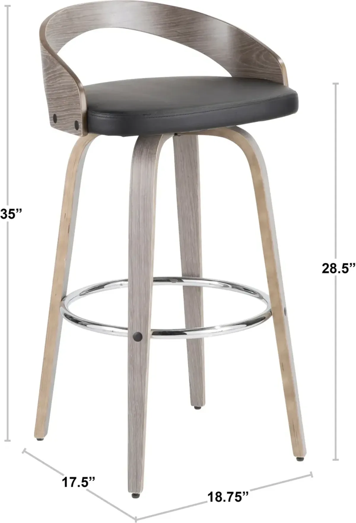 Cocina Set of 2 Bar Stools - Light Gray