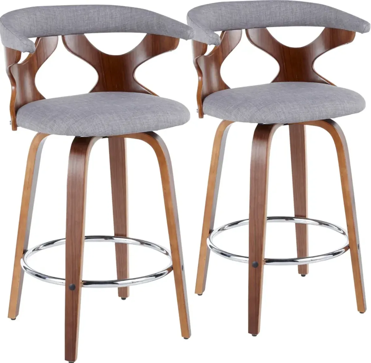 Serafina Set of 2 Counter-Height Stools - Gray/Walnut