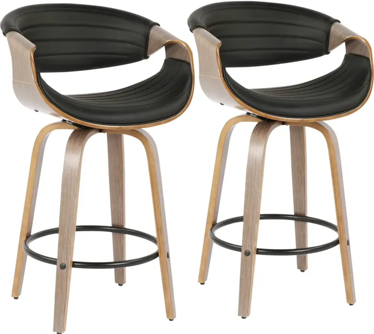 Leo Set of 2 Counter-Height Stools - Black