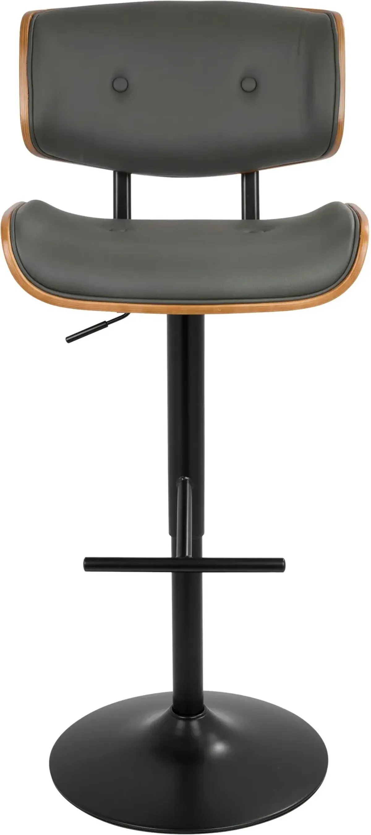 Treyvon Set of 2 Adjustable Bar Stools - Black Vegan Leather