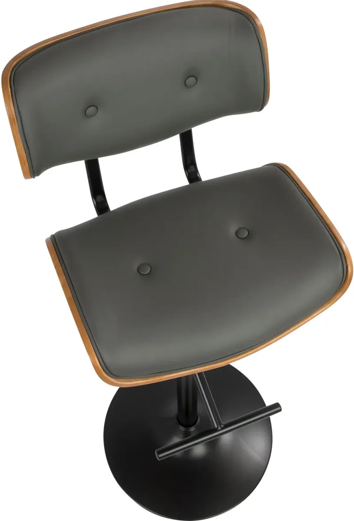 Treyvon Set of 2 Adjustable Bar Stools - Black Vegan Leather