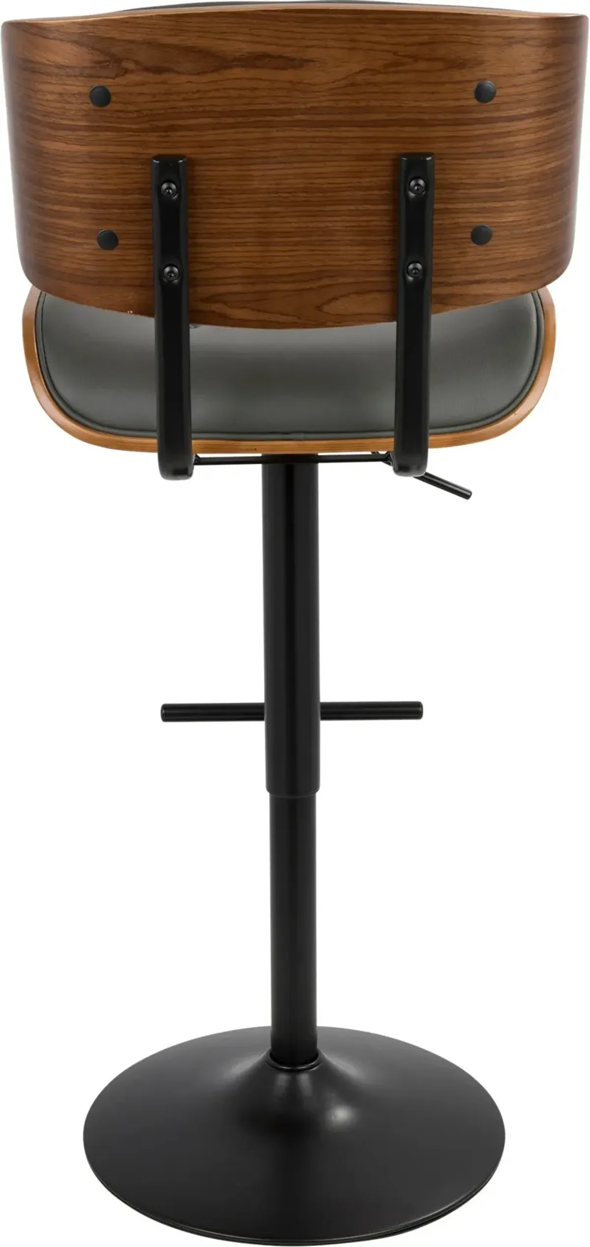 Treyvon Set of 2 Adjustable Bar Stools - Black Vegan Leather