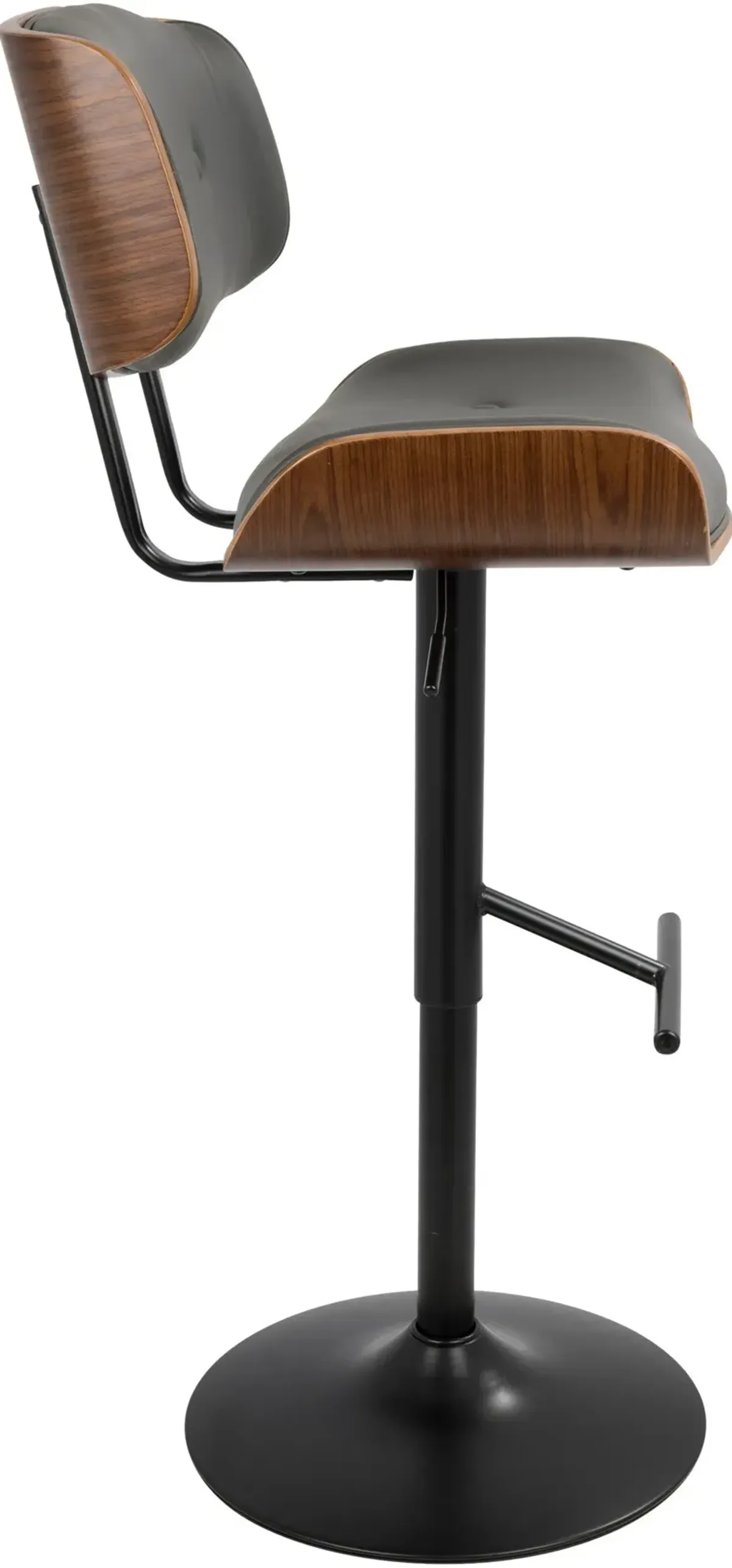 Treyvon Set of 2 Adjustable Bar Stools - Black Vegan Leather