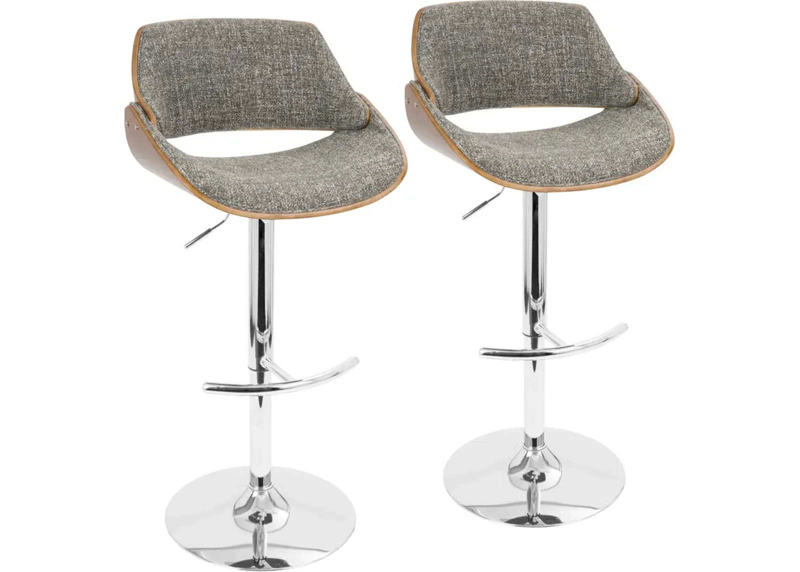 Uma Set of 2 Adjustable Bar Stools - Gray/Wood