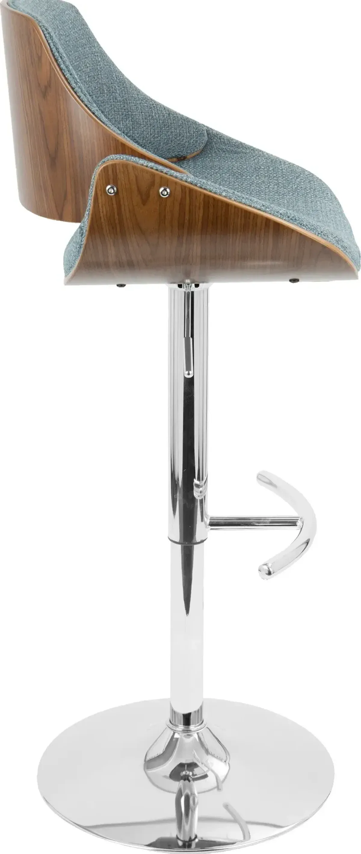 Uma Set of 2 Adjustable Bar Stools - Blue/Wood