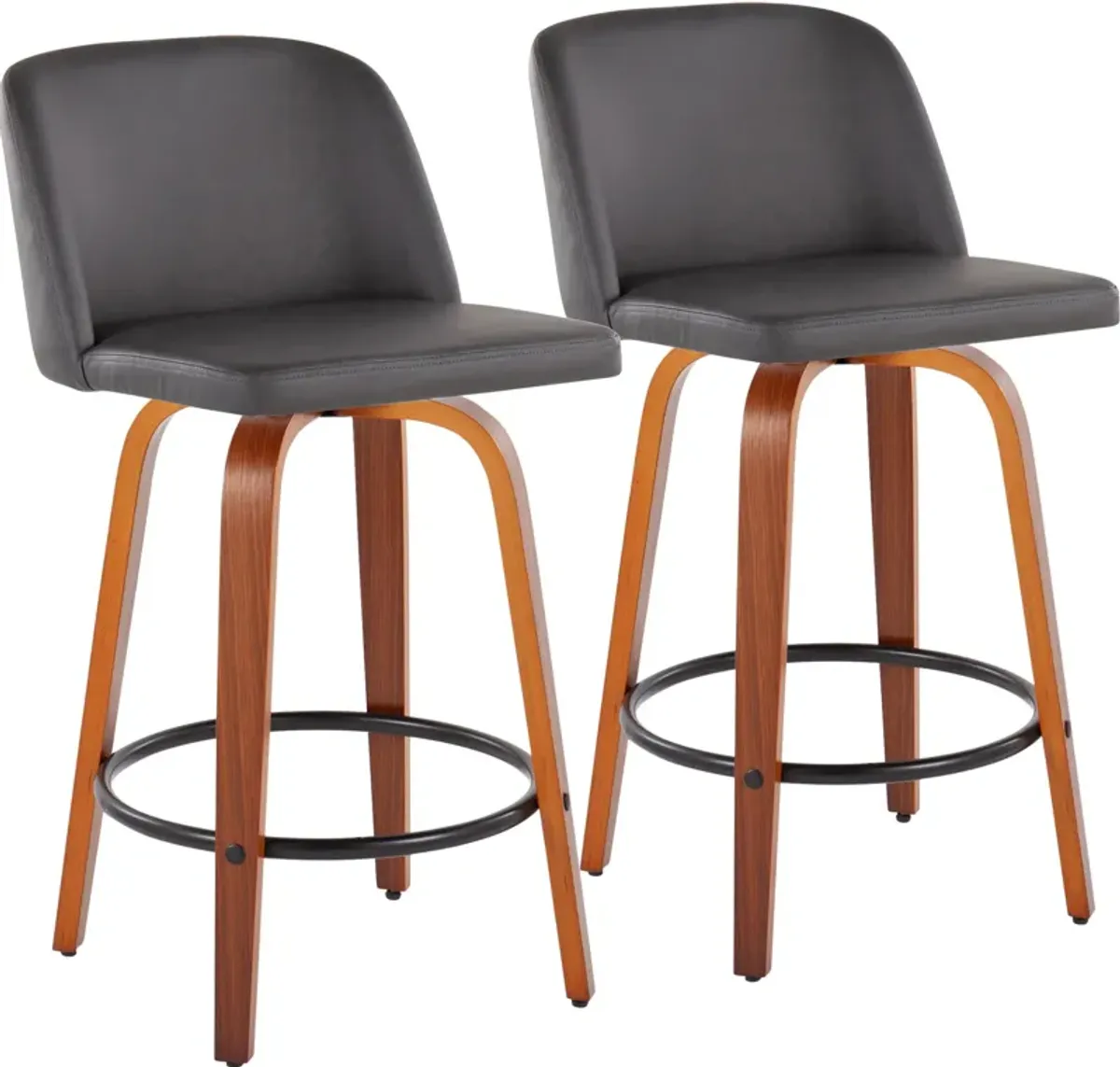 Gerard Set of 2 Counter-Height Stools - Gray/ Red