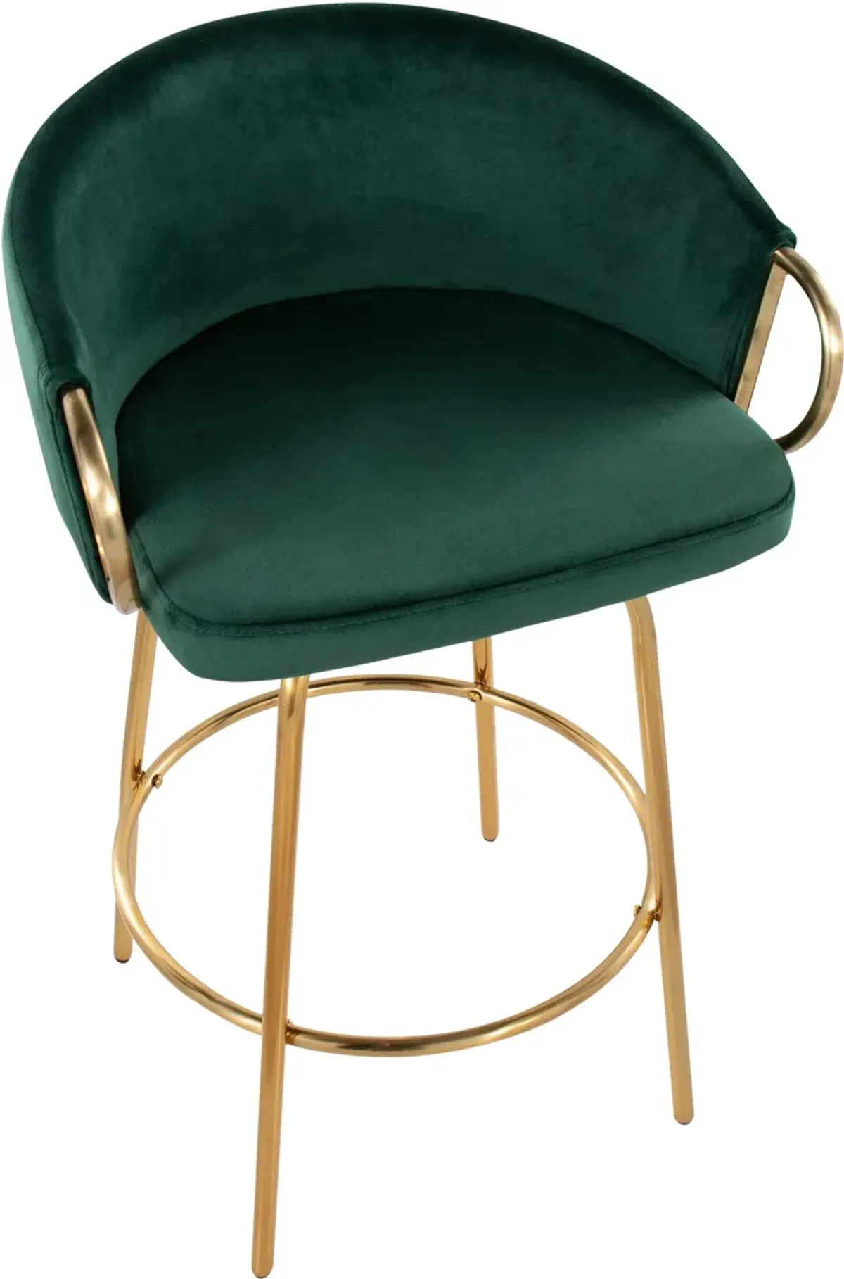 Eve Set of 2 Counter-Height Stools - Green/Gold