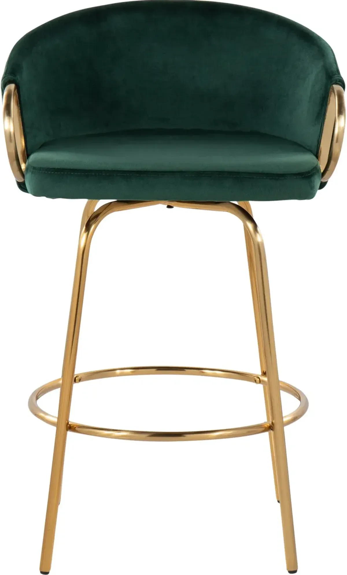 Eve Set of 2 Counter-Height Stools - Green/Gold