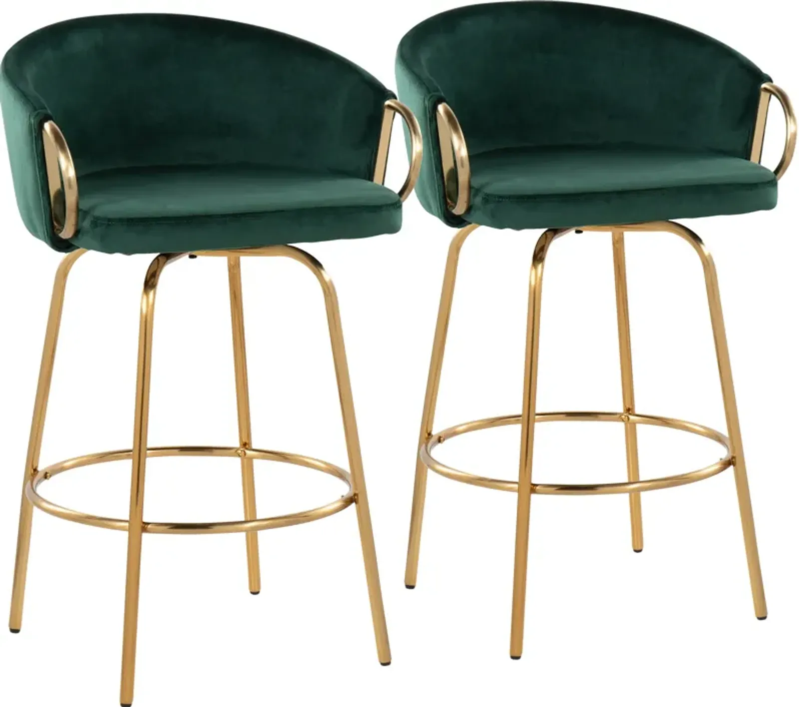 Eve Set of 2 Counter-Height Stools - Green/Gold