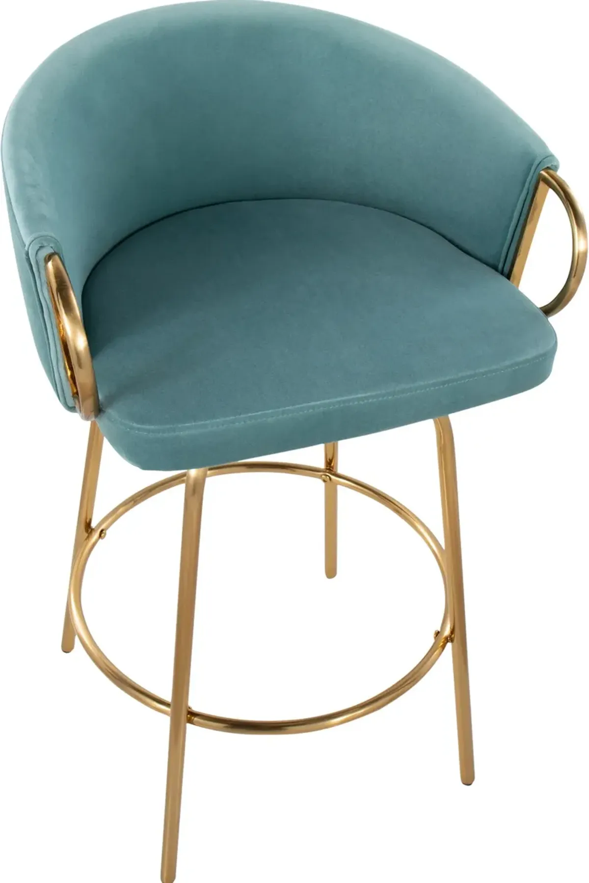 Eve Set of 2 Counter-Height Stools-  Blue/Gold