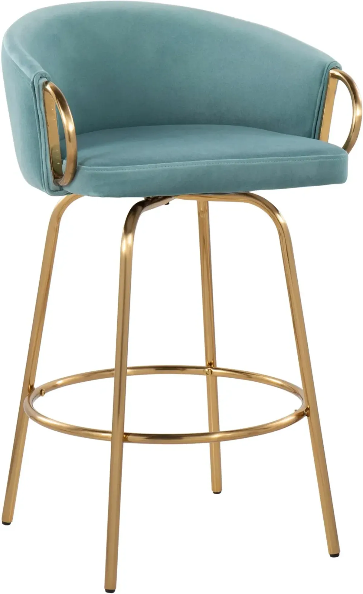 Eve Set of 2 Counter-Height Stools-  Blue/Gold