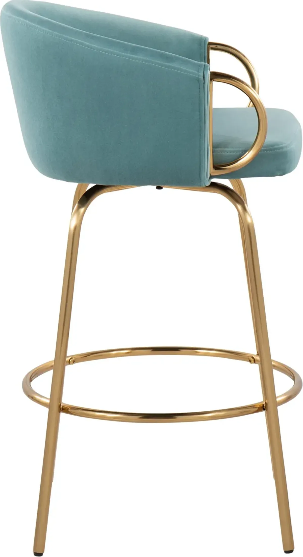 Eve Set of 2 Counter-Height Stools-  Blue/Gold