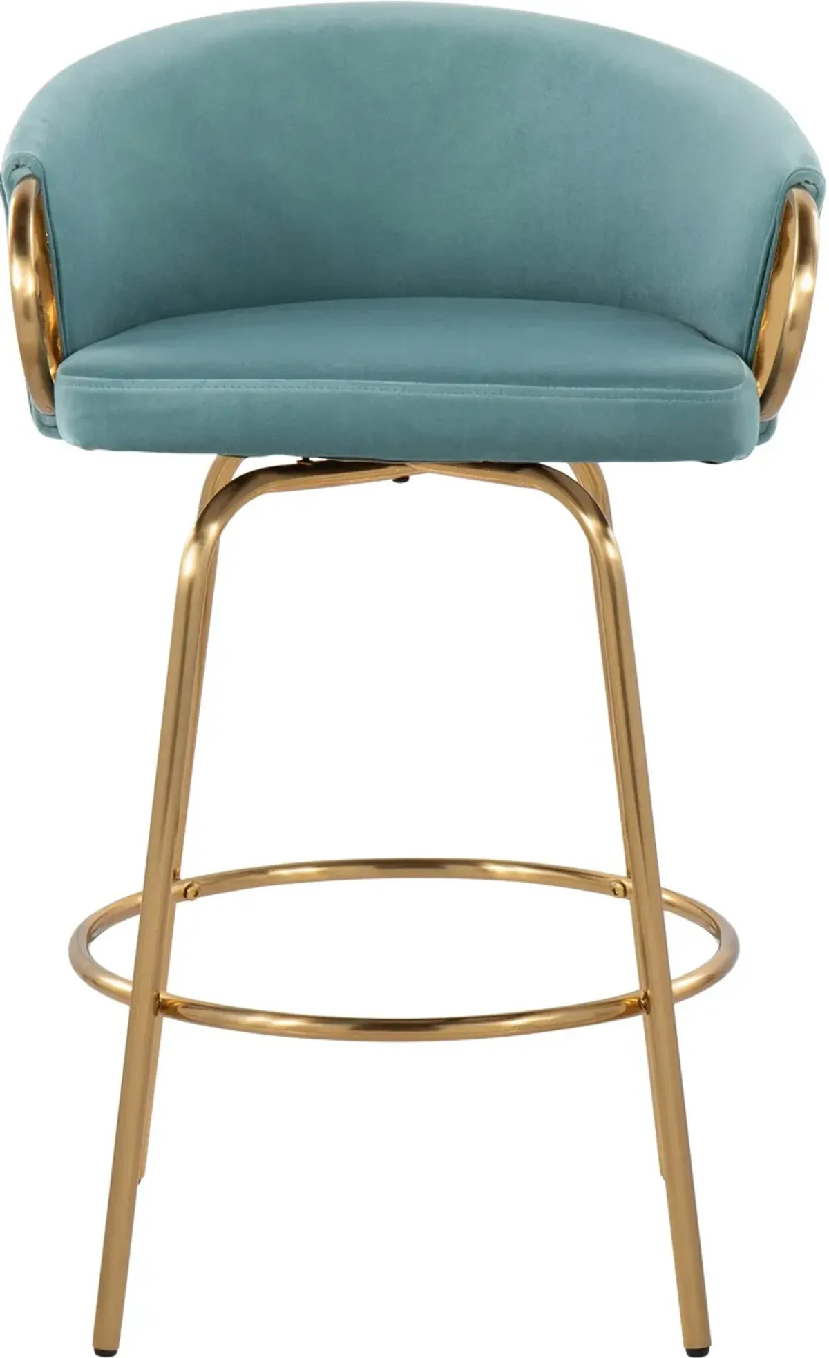 Eve Set of 2 Counter-Height Stools-  Blue/Gold