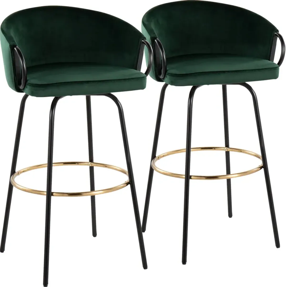 Eve Set of 2 Bar Stools - Green/Black