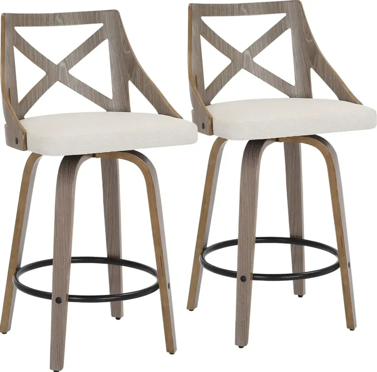 Wiley Set of 2 Counter-Height Stools - White/Gray