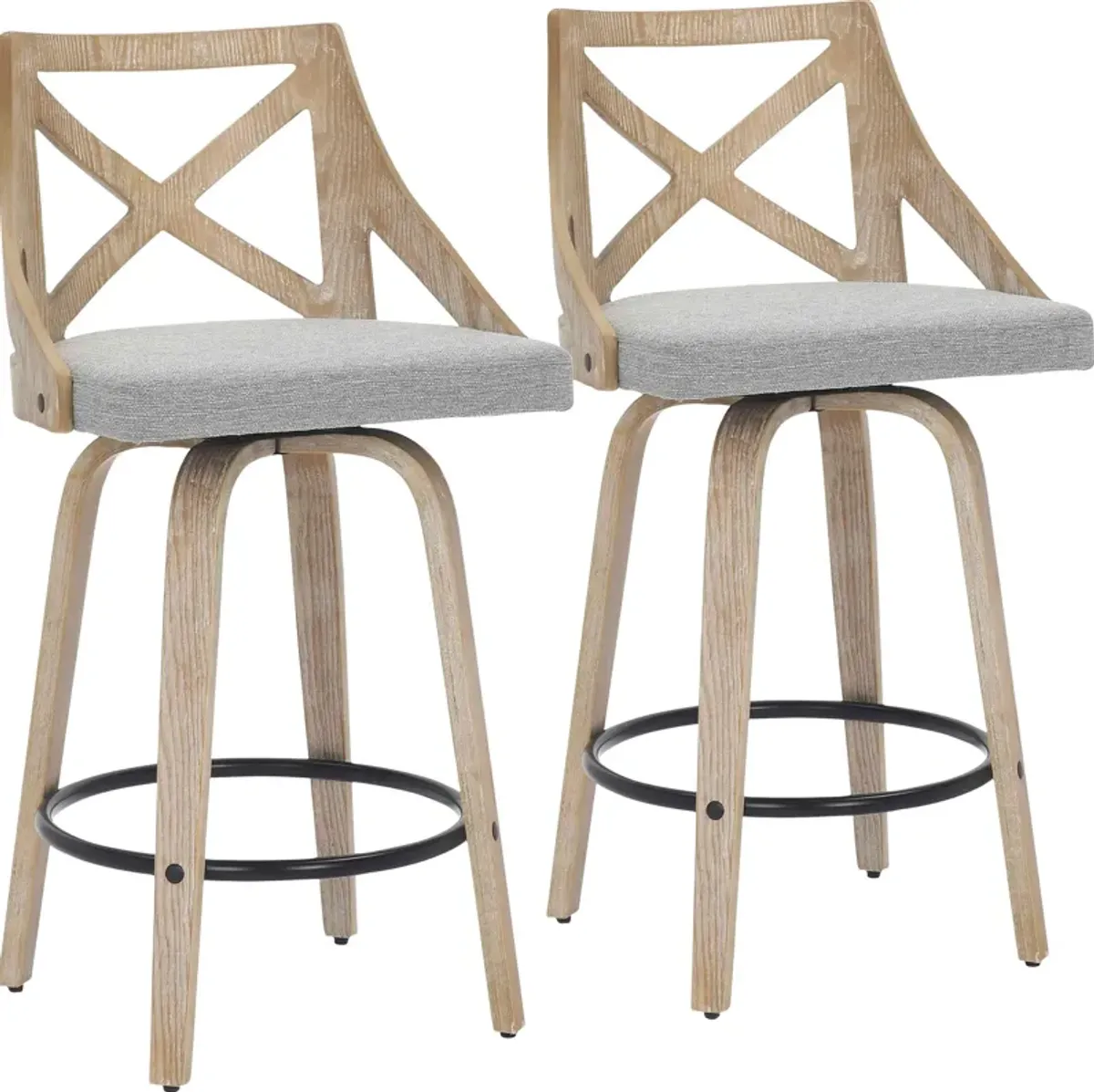 Wiley Set of 2 Counter-Height Stools - Gray/Natural