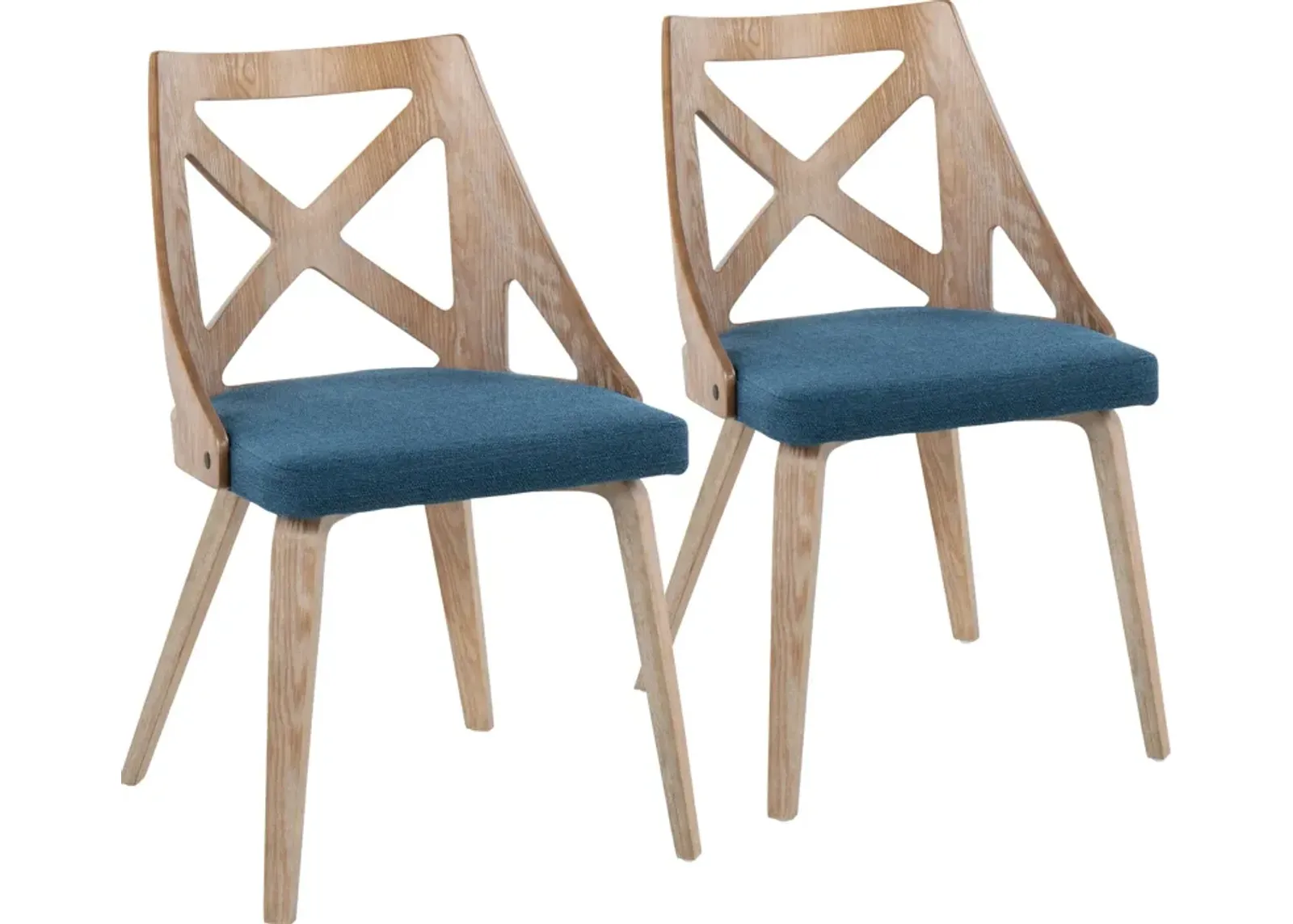 Wiley Set of 2 Dining Chairs - Blue/Natural