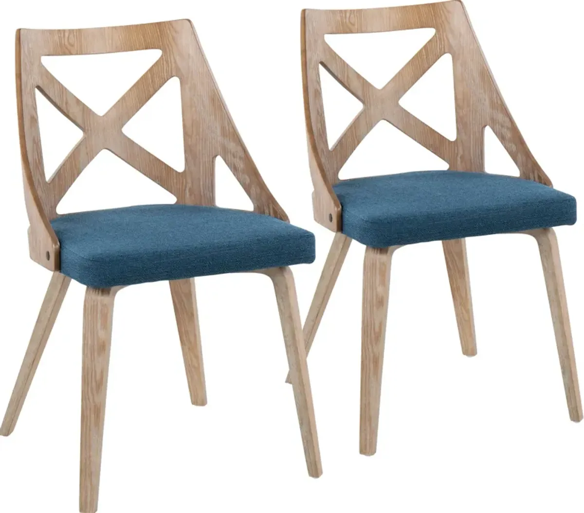 Wiley Set of 2 Dining Chairs - Blue/Natural