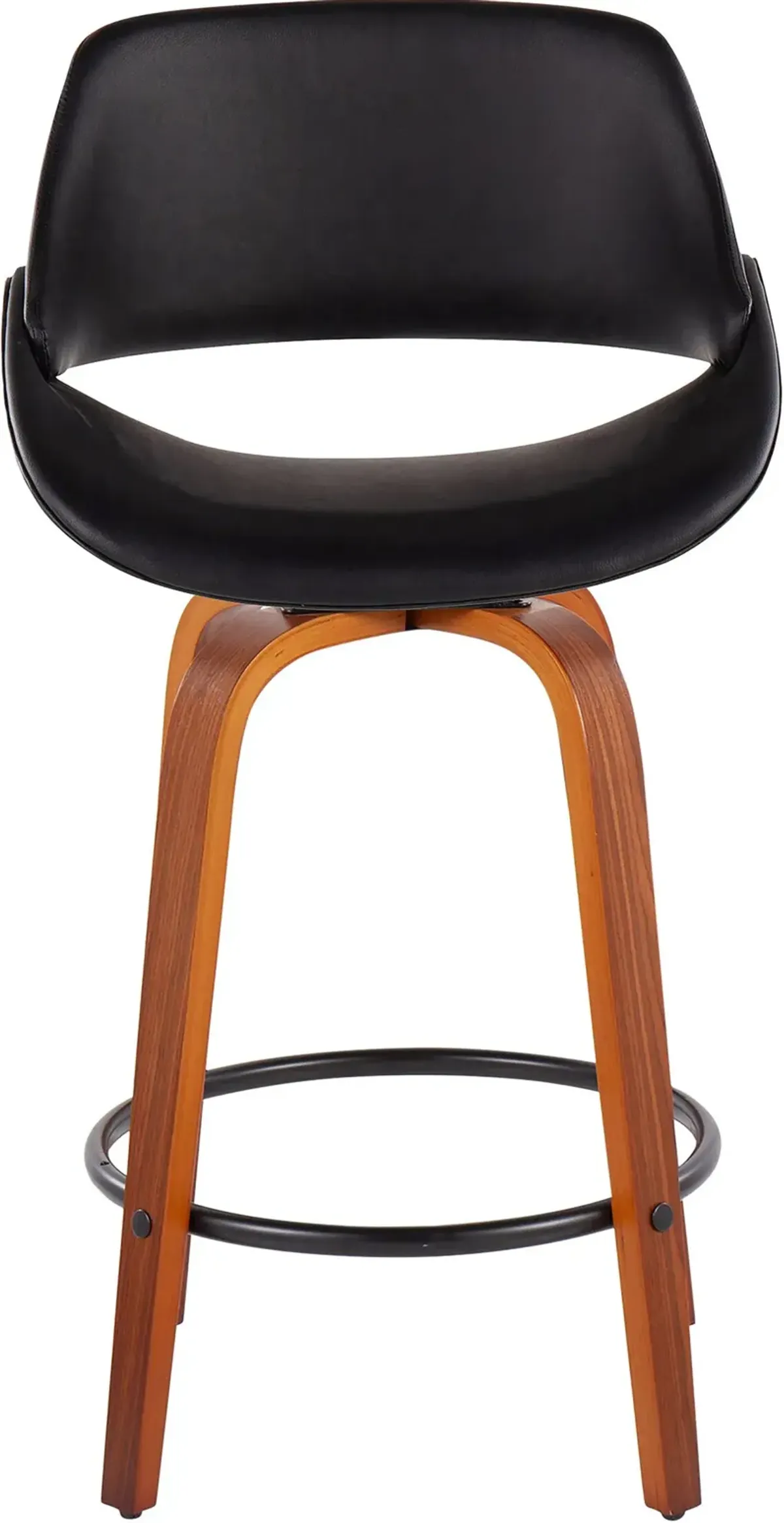 Uma Set of 2 Counter-Height Stools with Round Foot Rest - Black