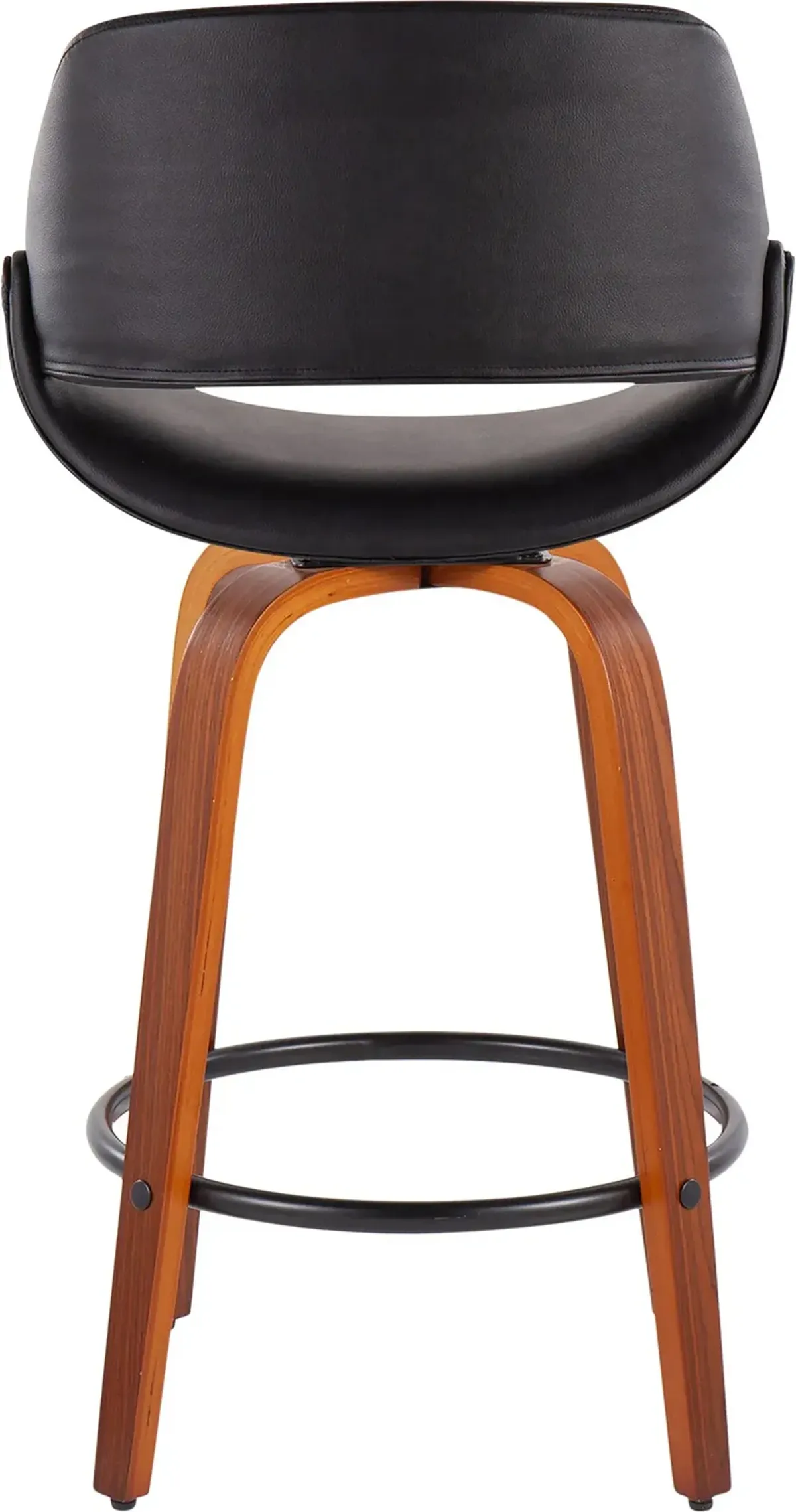 Uma Set of 2 Counter-Height Stools with Round Foot Rest - Black