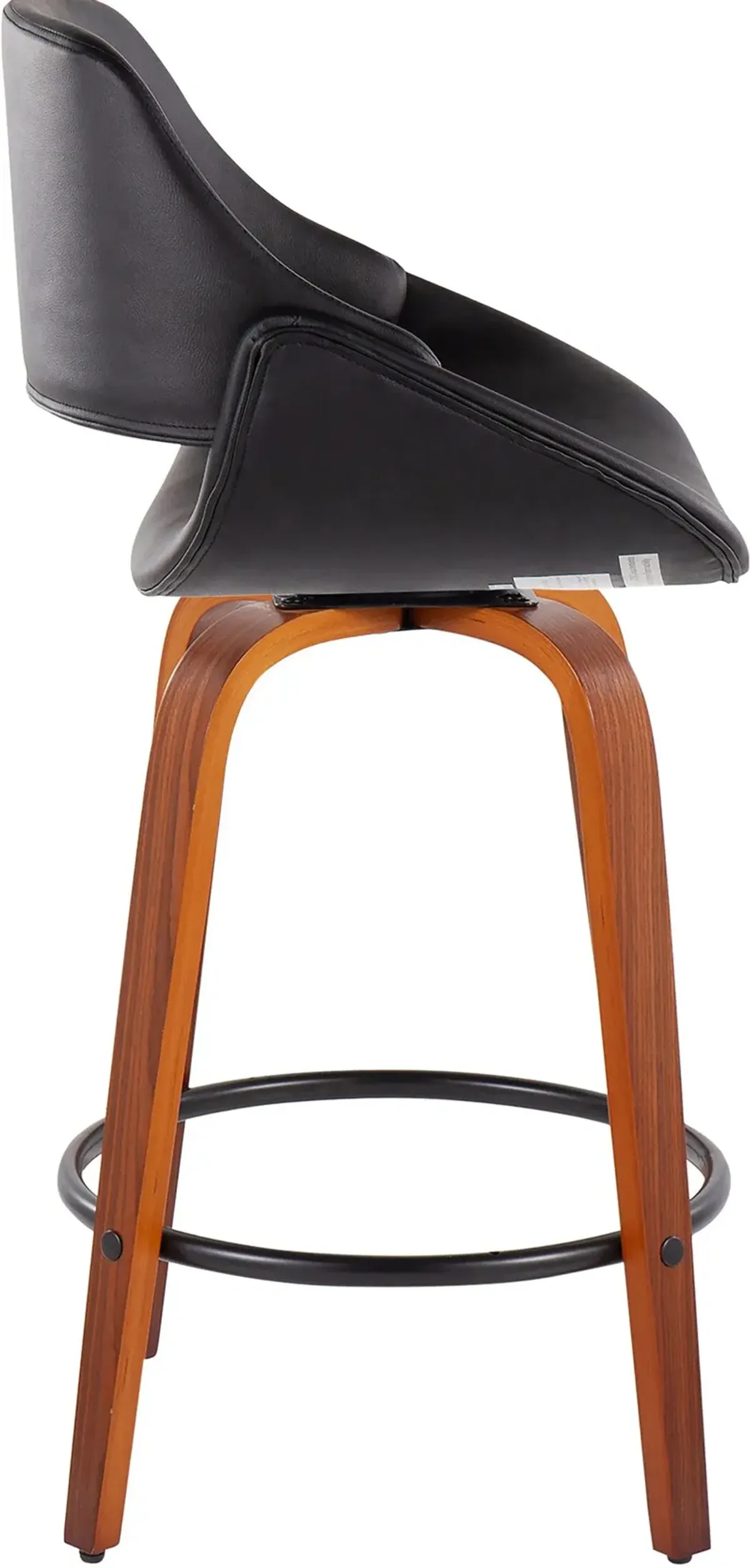 Uma Set of 2 Counter-Height Stools with Round Foot Rest - Black