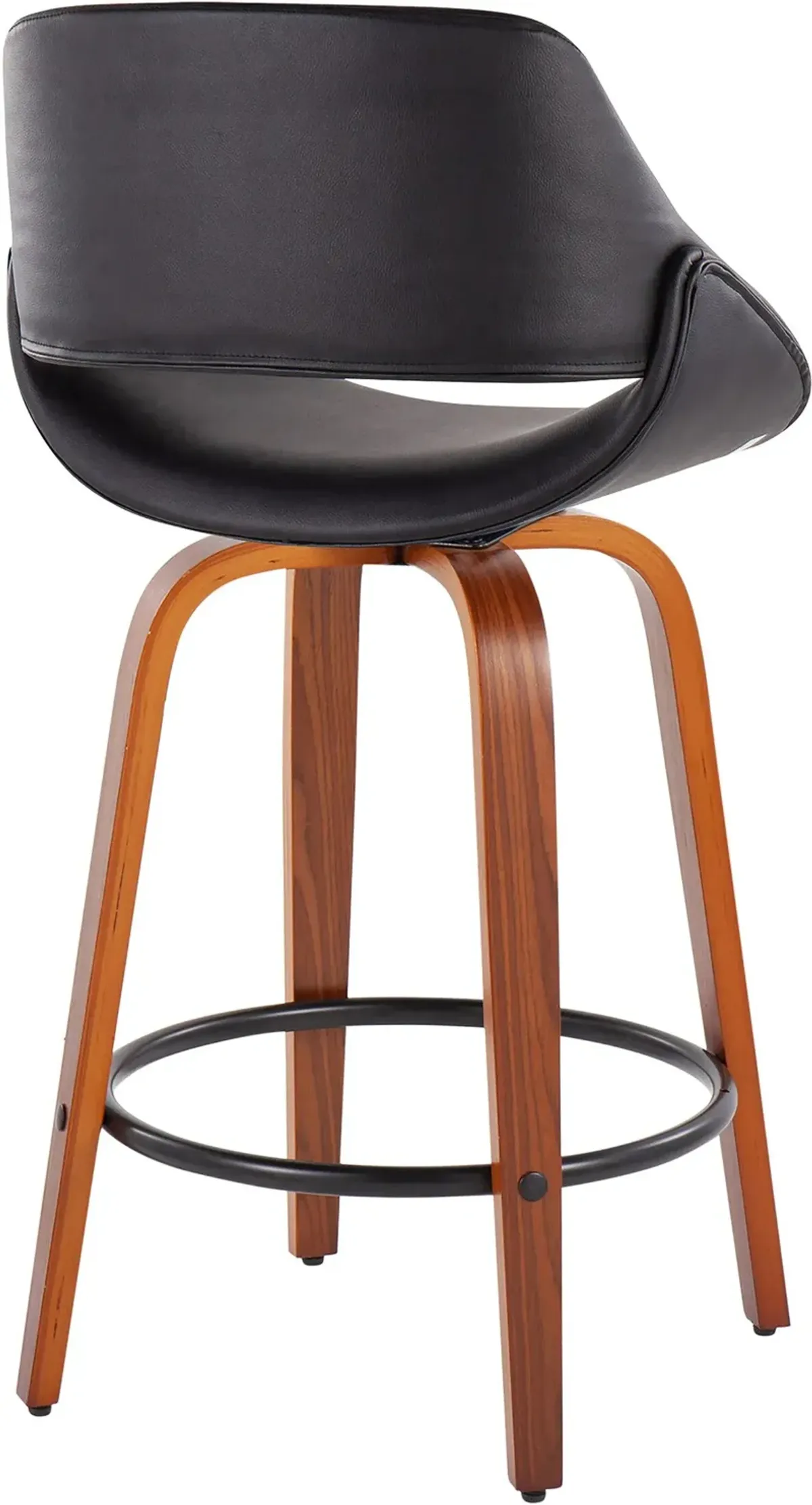 Uma Set of 2 Counter-Height Stools with Round Foot Rest - Black