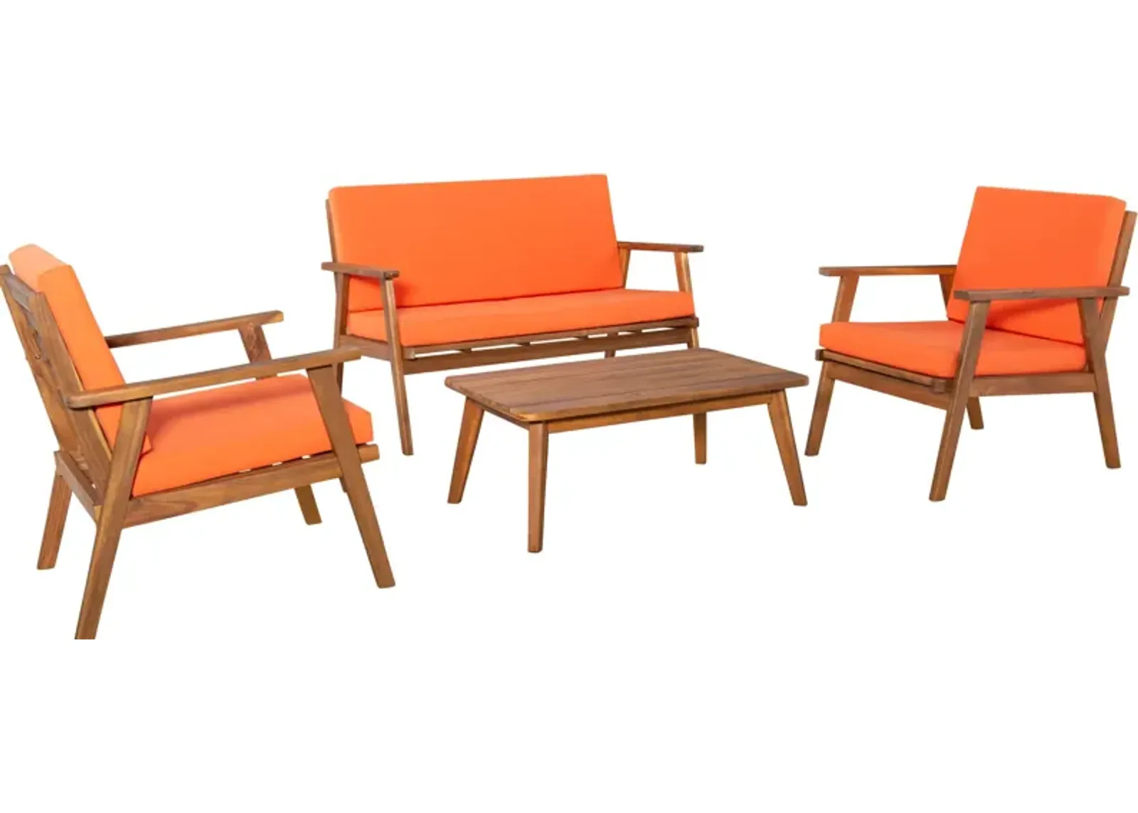 Orcabessa 4-Piece Outdoor Table, Loveseat and 2 Chairs Set - Orange