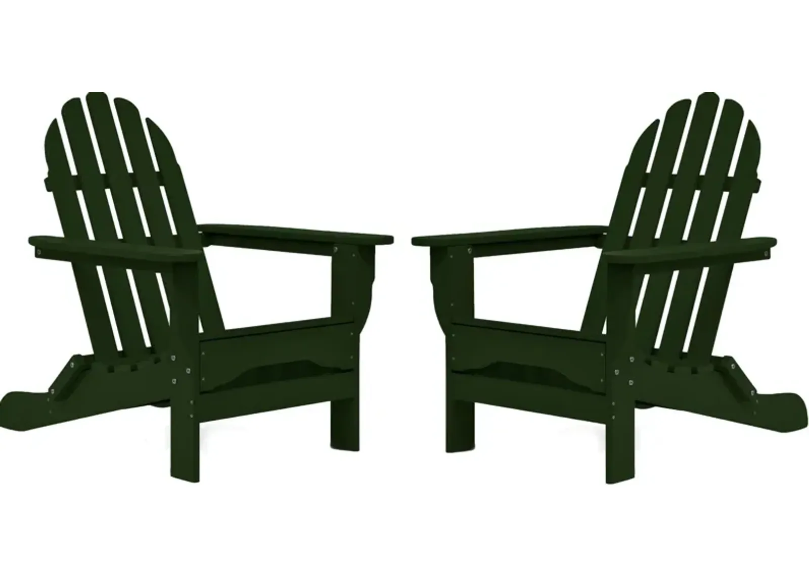 Raleigh Set of 2 Outdoor Folding Adirondack Chairs - Forest Green