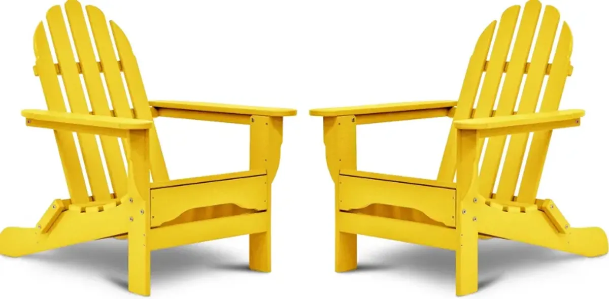 Raleigh Set of 2 Outdoor Folding Adirondack Chairs - Lemon Yellow