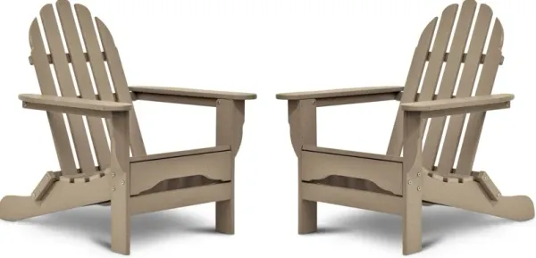 Raleigh Set of 2 Outdoor Folding Adirondack Chairs - White Washed