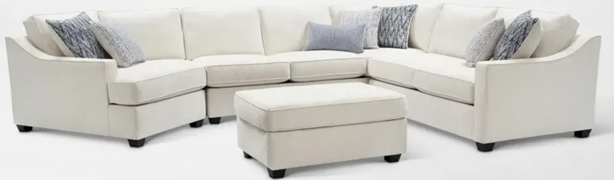 Callie 3-Piece Sectional with Left-Facing Cuddler and Ottoman - Ivory