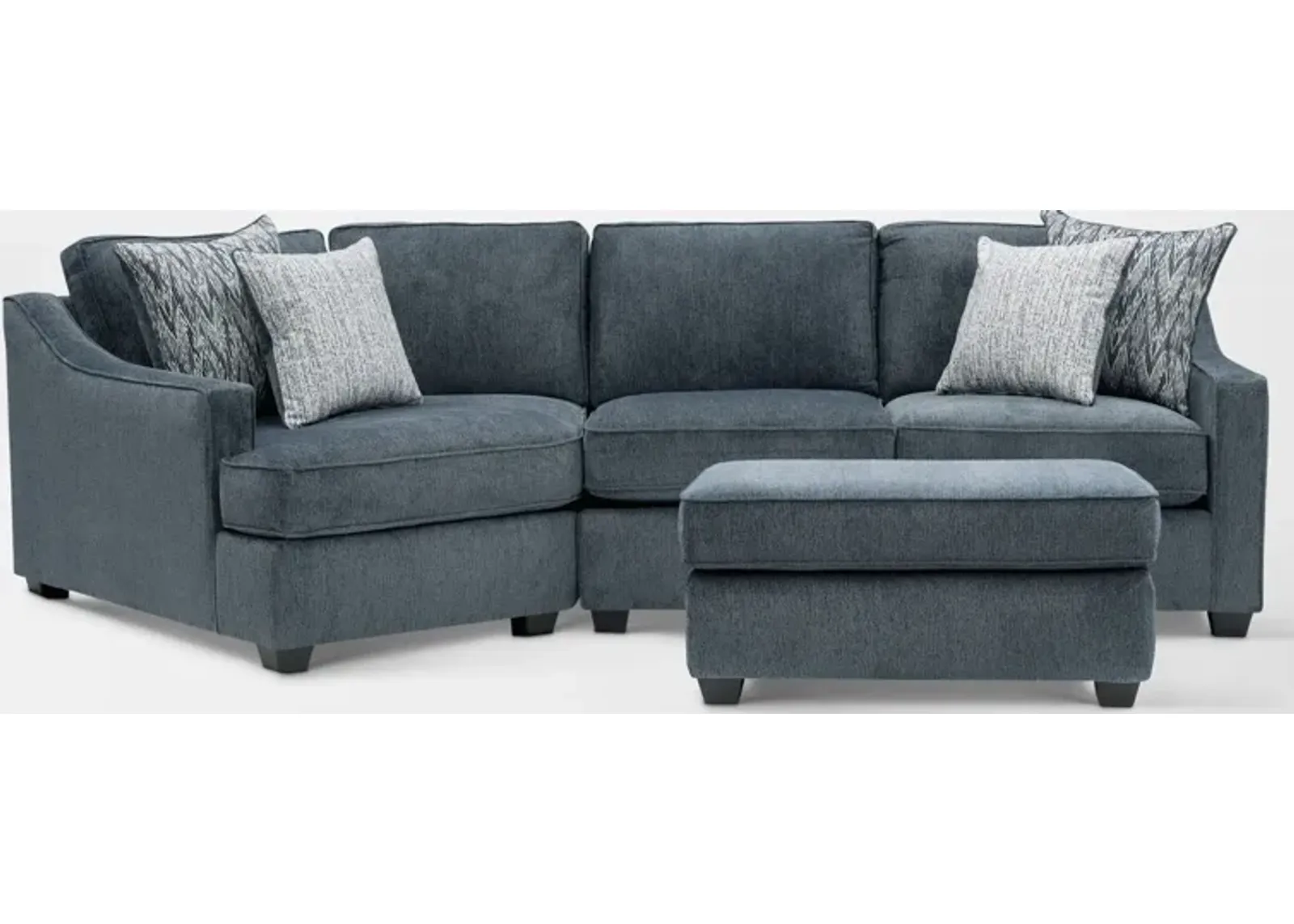 Callie 2-Piece Sectional with Left-Facing Cuddler and Ottoman - Navy