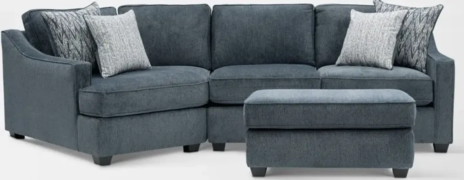 Callie 2-Piece Sectional with Left-Facing Cuddler and Ottoman - Navy