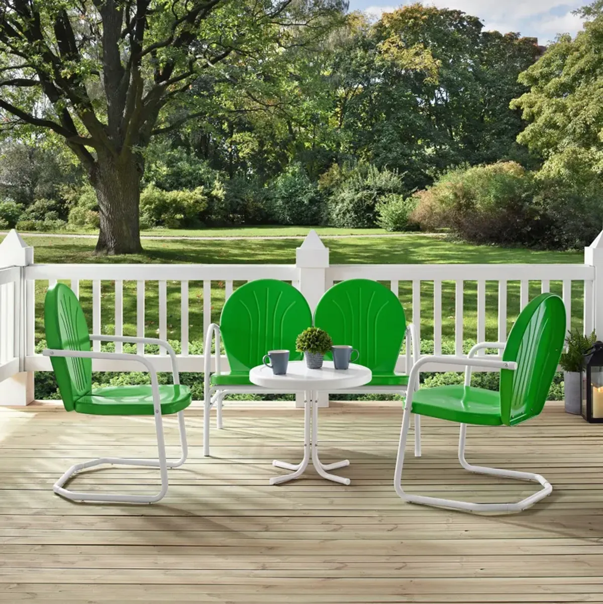 Kona 4-Piece Outdoor Set with 2 Chairs, Loveseat and Table- Green