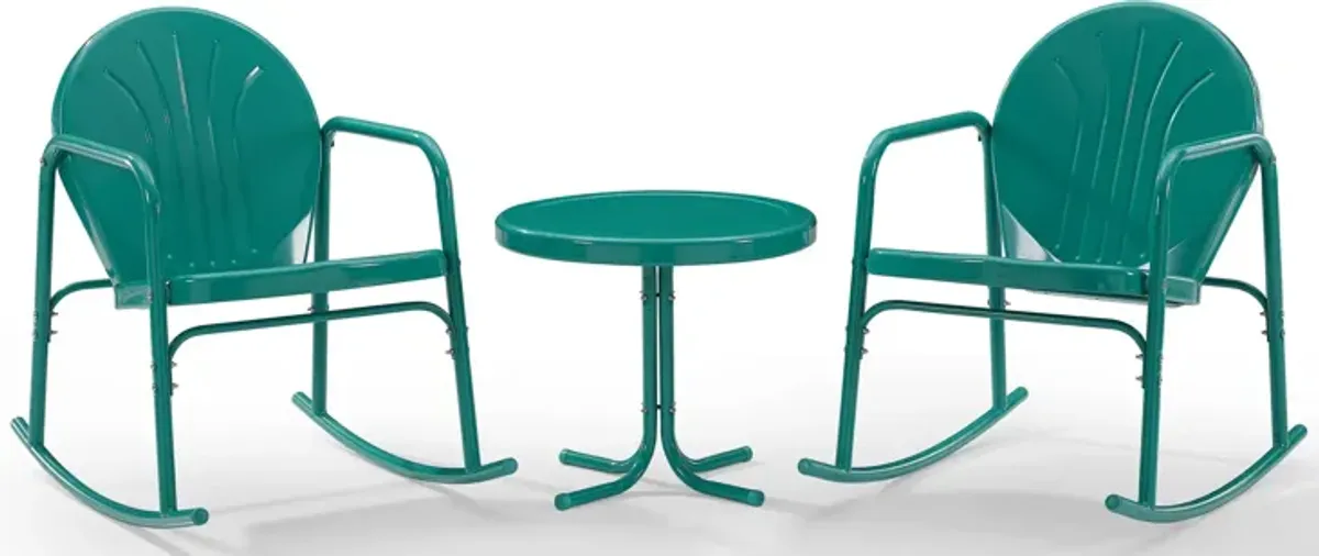 Kona Set of 2 Outdoor Rocking Chairs and Side Table - Turquoise