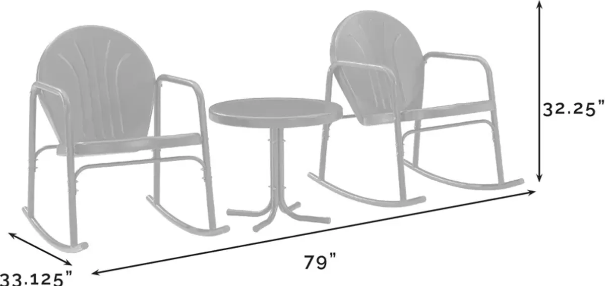 Kona Set of 2 Outdoor Rocking Chairs and Side Table - White