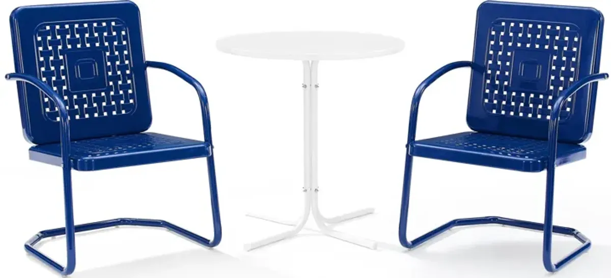 Foster Set of 2 Outdoor Chairs and Table - Navy