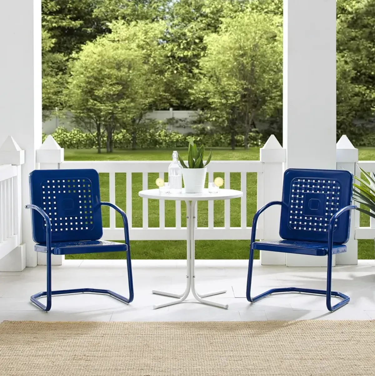 Foster Set of 2 Outdoor Chairs and Table - Navy