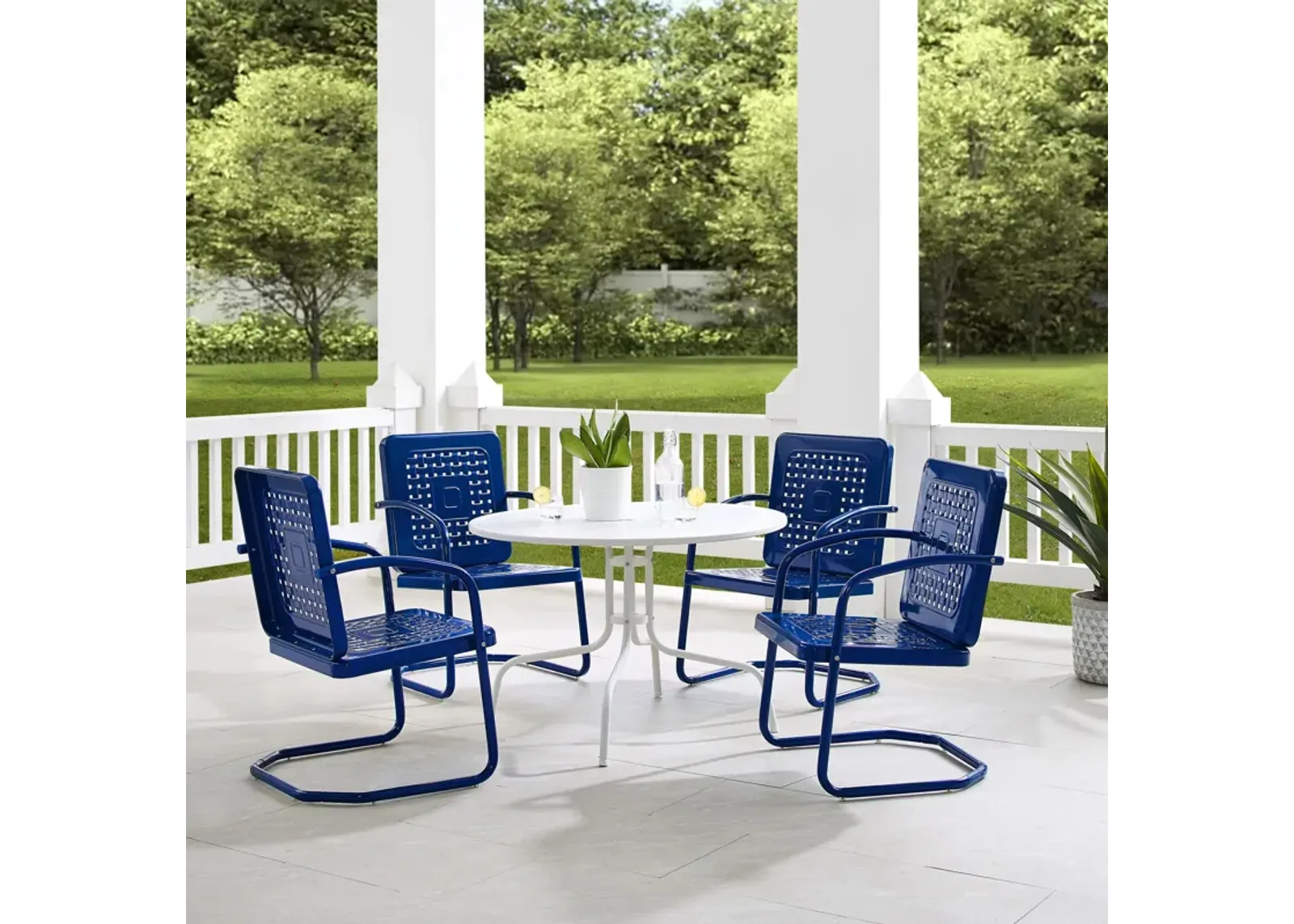 Foster 5-Piece Outdoor Set with 4 Chairs and Table - Navy