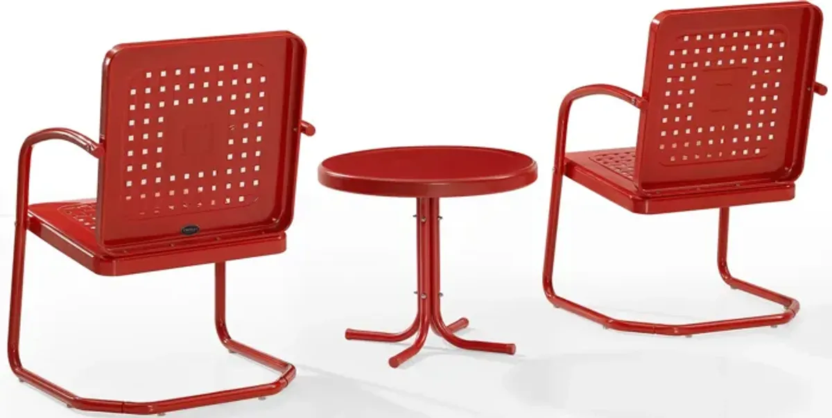 Foster Set of 2 Outdoor Chairs and Side Table - Red