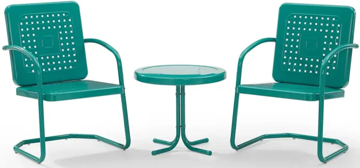 Foster Set of 2 Outdoor Chairs and Side Table - Turquoise