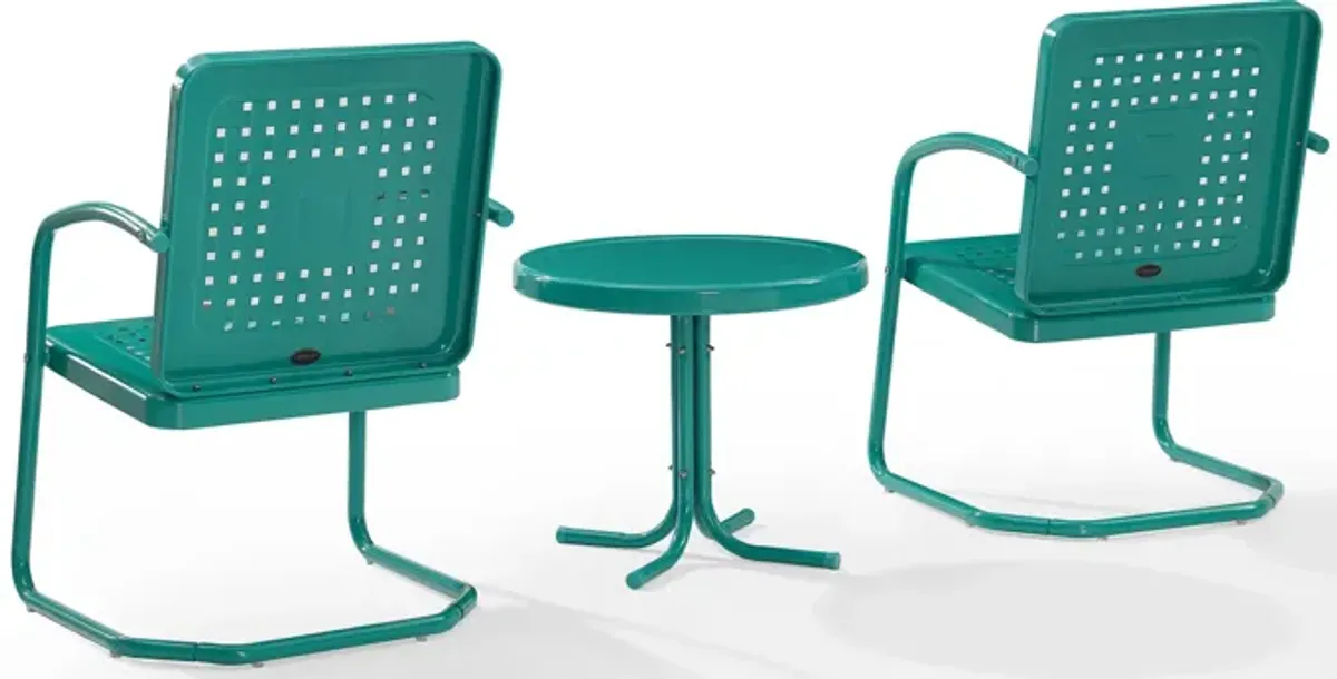 Foster Set of 2 Outdoor Chairs and Side Table - Turquoise