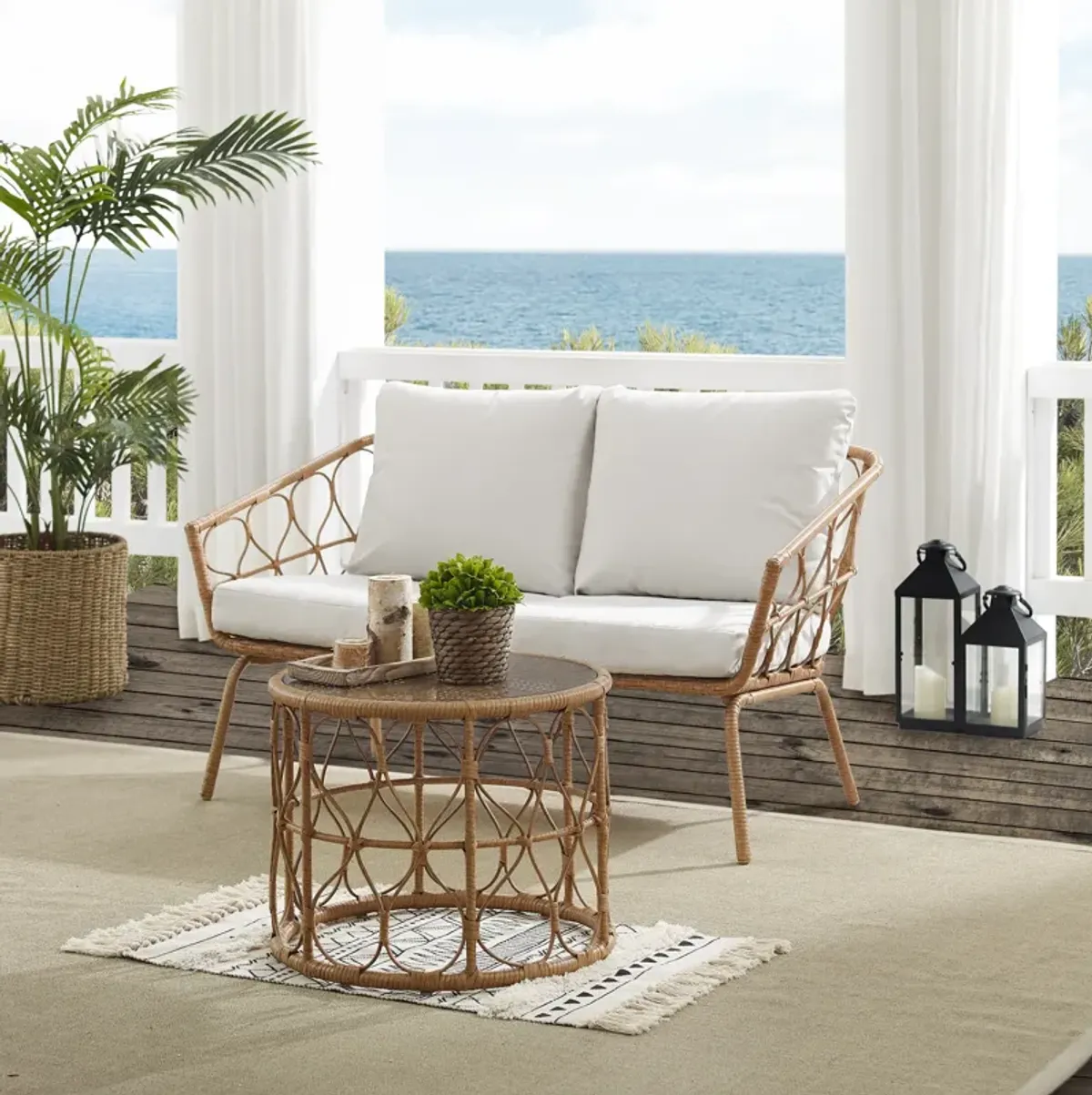 Pine Knoll Outdoor Loveseat and Table Set