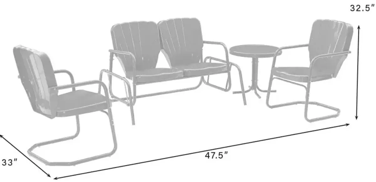 Petal 4-Piece Outdoor Set with Loveseat Glider, 2 Chairs and Table - Red