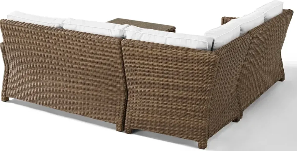 Destin 3-Piece Outdoor Sectional and Coffee Table Set - White/Brown