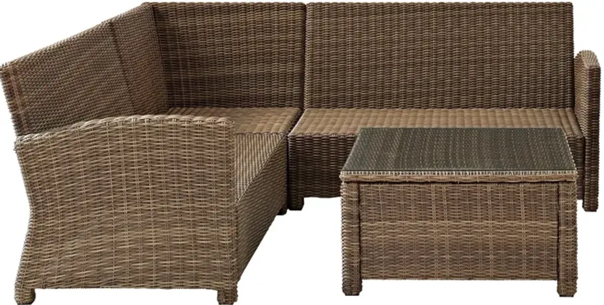 Destin 3-Piece Outdoor Sectional and Coffee Table Set - White/Brown